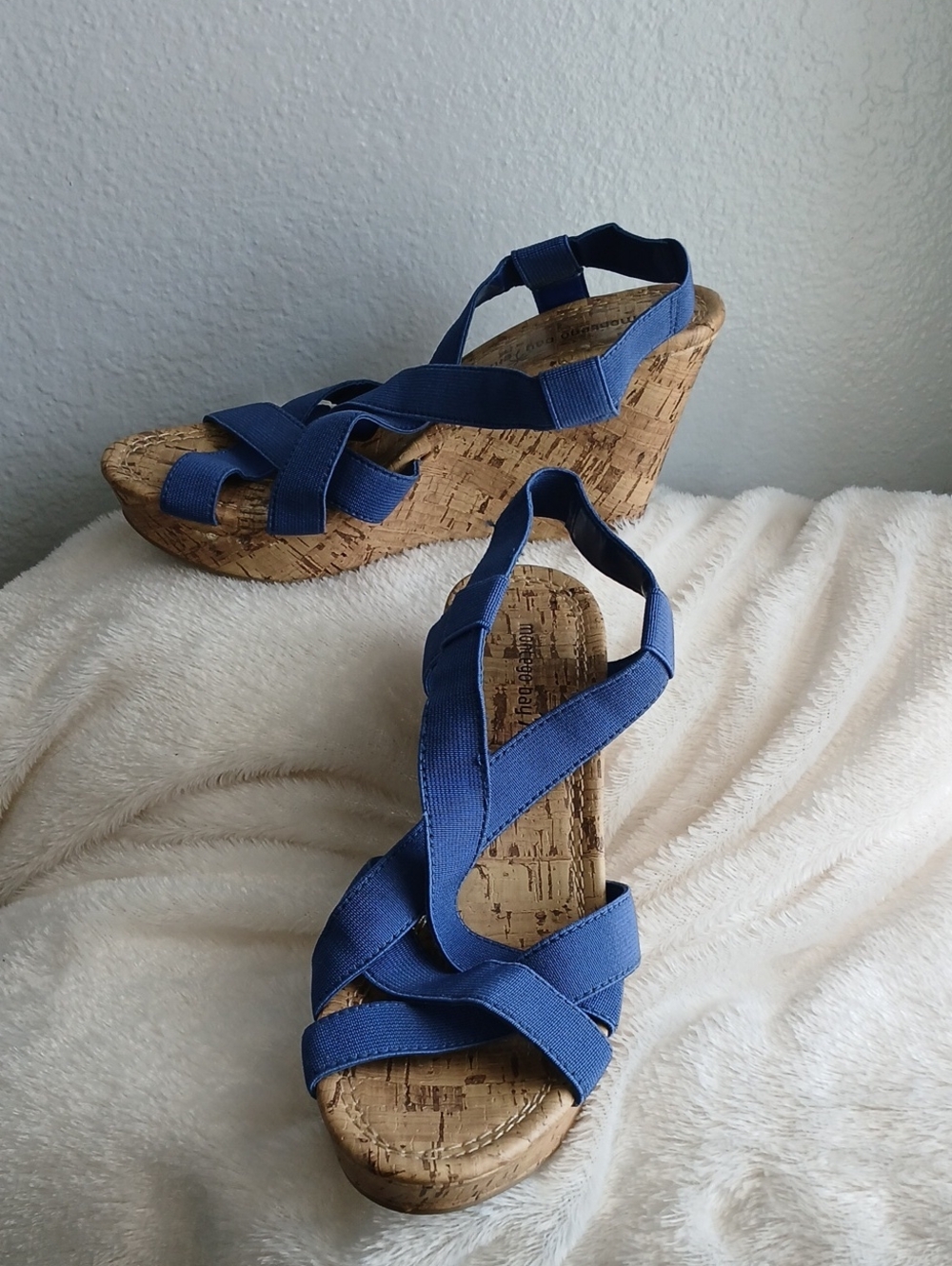 Montego Bay Club Royal Blue Cork Wedge Sandals